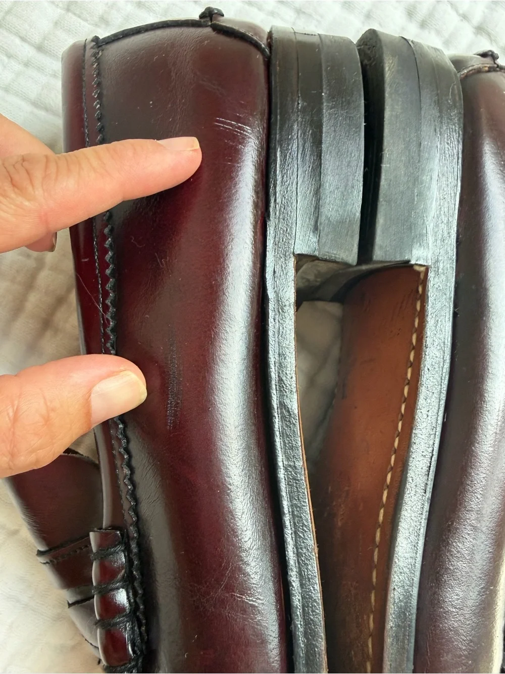 Vintage Hanover Handsewn Burgundy Leather Penny Loafers Made USA Men’s 12 D